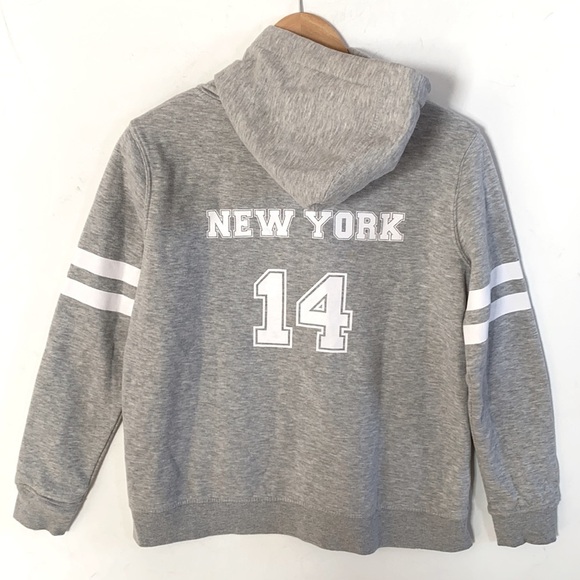 Atmosphere gray long sleeve hoodie sweatshirt with bottom side zippers, Size 10 - Picture 4 of 8